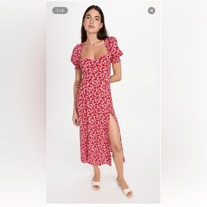 Reformation Lacey Red Floral Midi Dress NWT Hard to Find Color 8
